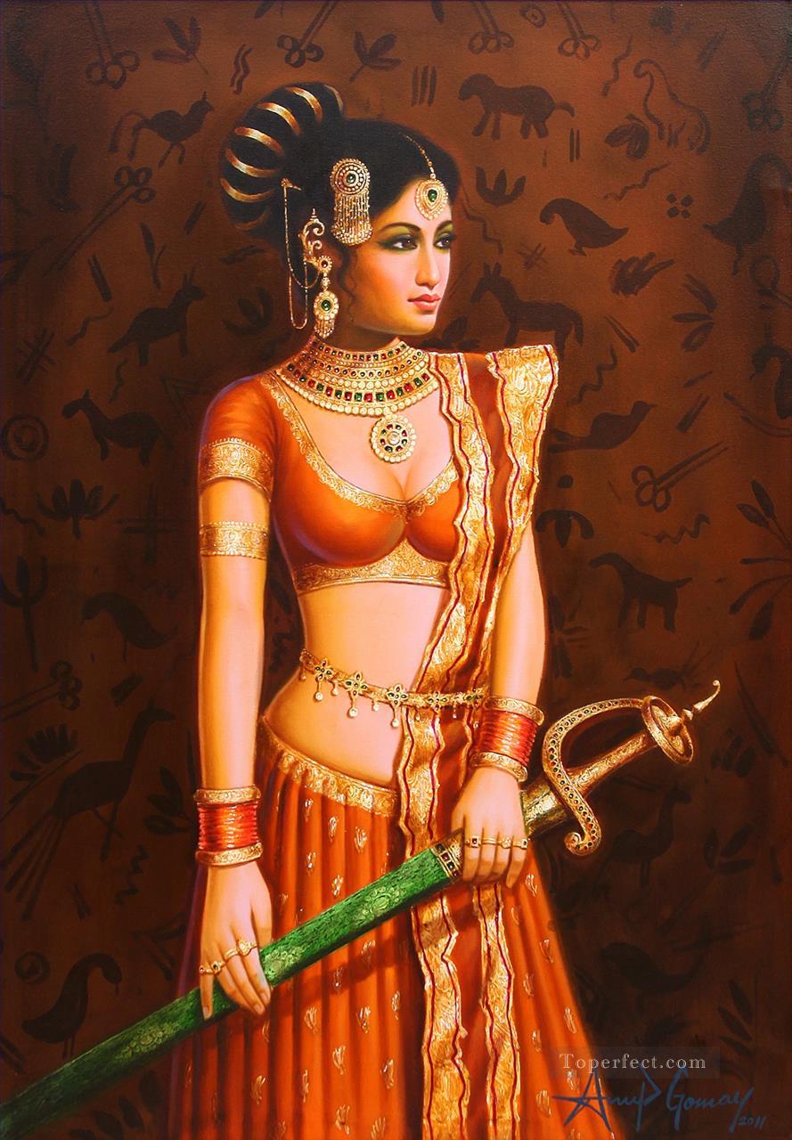 The Lady with the Sword India Oil Paintings